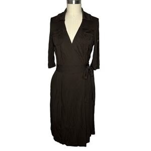 Diane Von Furstenberg Brown Safari Style Wrap Dress Size 8